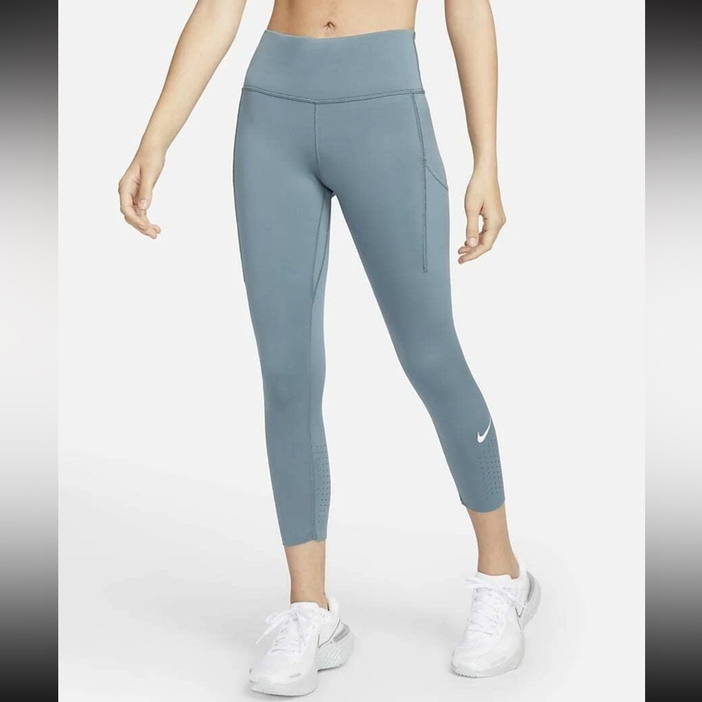 NIKE Swift 7/8 Leggings Dri Fit Smokey Blue Size XXL NEW